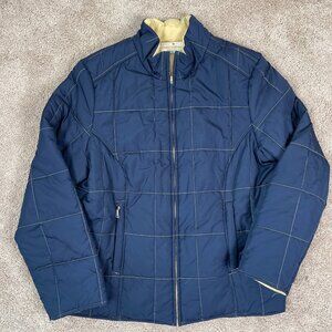 Tommy Hilfiger Jacket Womens XL Blue Yellow Quilted Water Resistant Y2K Vintage